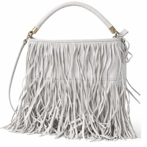 H&M Fringe Shoulder Bag – Light Gray – Statement Tassel Style